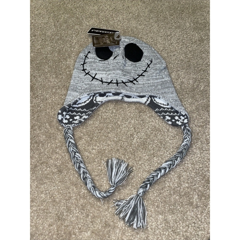 Disney Nightmare Before Christmas Jack Skellington Reversible Beanie Hat NWT